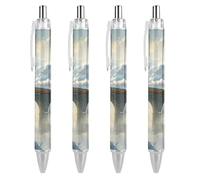 A Red Train is Driving on The Stone Arch Bridge - Bolígrafos retráctiles de tinta azul, punta fina de 0,5 mm, suministros de oficina, 4 unidades, como en la imagen 2