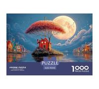 A Red Umbrella with Houses And Trees Floating 1000 Piezas Cartulina Extra Gruesa Rompecabezas DIY Country Charm Scene Extremadamente Difícil Juguete De Cumpleaños Rompecabezas Regalos Para Familia Y A