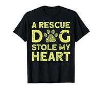 A Rescue Dog Stole My Heart Dog Rescue Camiseta gráfica económica, Hombre, Negro, S