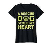 A Rescue Dog Stole My Heart Dog Rescue Camiseta gráfica económica, Mujer, Negro, S