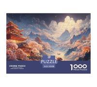 A River Flows Between The Mountains 1000 Piezas Papel Premium Rompecabezas Dreamlike Pavilion Desafiante Jigsaw Regalo Adultos 52x38cm/1000pcs