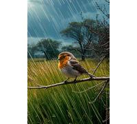 A Robin's Moment Caught In The Spring Shower Journal: a DOT GRID notebook for self-expression