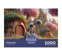 A Robot Praying Under A Cherry Tree 1000 Piezas Cartón Rompecabezas Retro Robot Imágenes Vibrantes Juego Familiar Puzzle para Niños Pequeños 70x50cm/1000pcs