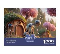 A Robot Praying Under A Cherry Tree 1000 Piezas Papel Ecológico Rompecabezas Retro Robot Imposible, Difícil Juego Creativo Puzzle para Adultos Y Niños 52x38cm/1000pcs