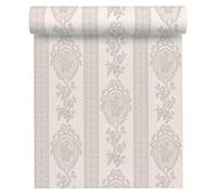 A.S. Création 186157 1861-57 Belle Epoque - Papel pintado con adornos (10,05 x 0,53 m), color gris metálico y blanco