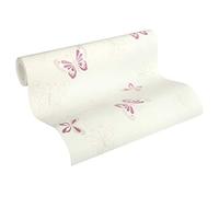 A.S. Création 347651 34765-1 - Papel pintado con purpurina (10,05 m x 53 cm), diseño de mariposas, color beige y morado