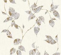 A.S. Création 366873 36687-3 Flavour - Papel pintado (10,05 m x 0,53 m), diseño floral, color gris y blanco