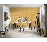 A.S. Création 378324 - Papel pintado con círculos, diseño geométrico, efecto brillante, color amarillo mate