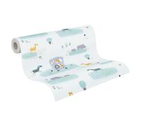 A.S. Création 381141 Little Love - Papel pintado para habitación infantil, diseño de animales, color verde, gris, amarillo y blanco