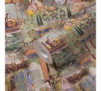 A.S. Création 381741 - Papel pintado (fieltro, 10,05 x 0,53 m), diseño oriental, color verde y naranja