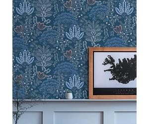 A.S. Creation 393494 Famous Garden 393494 Papel pintado no tejido, aspecto floral, 10,05 x 0,53 m, color azul