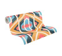 A.S. Création 395314 - Papel pintado para pared (8,50 x 0,53 m), diseño retro de los años 70, color azul, amarillo, rojo y crema