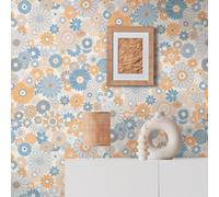 A.S. Création 395352-8,50 m x 0,53 m - Papel pintado retro de los años 70 (8,50 x 0,53 m), diseño vintage floral