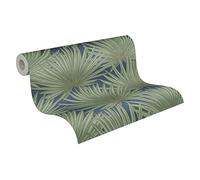 A.S. Création Antigua 390905 - Papel pintado de palmeras, color verde y azul, 10,05 m x 0,53 m, fabricado en Alemania