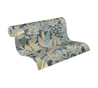 A.S. Création Antigua 390955 - Papel pintado para plantas (10,05 m x 0,53 m), diseño floral, color azul y dorado