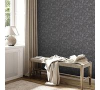 A.S. Création Attractive 2 390284 - Papel pintado (10,05 x 0,53 m), diseño floral, color negro y gris