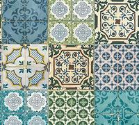A.S. Création Authentic Walls 2 Papel pintado imitación azulejos Portugueses, fotorealistisch 10,05 m x 0,53 m azul amarillo verde fabricado en Alemania 364851 36485 - 1