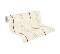A.S. Création Avenzio 958731 95873-1 - Papel pintado (fieltro, 10,05 x 0,53 m), diseño de rayas, color crema y rojo