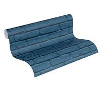 A.S. Création BEAUTIFUL WALLS 358561 - Papel pintado (fieltro), diseño de ladrillo, color azul mate