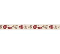 A.S. Création cenefa autoadhesiva Stick Ups 282019 beige, marrón y rojo 5,00 m x 0,05 m