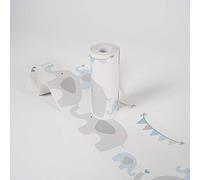 A.S. Création Cenefas Adhesivas Para Los Niños Lovely Kids Elephant Party 5.00 m x 0.155 m Azul Gris Blanco Fabricado en Alemania 403748