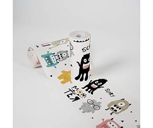 A.S. Création Cenefas Adhesivas Para Los Niños Lovely Kids Monster Party 5.00 m x 0.155 m De Colores Amarillo Gris Fabricado en Alemania 403754