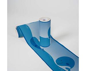 A.S. Création Cenefas Adhesivas Para Los Niños Lovely Kids Ocean Friends 5.00 m x 0.155 m Azul Fabricado en Alemania 403721