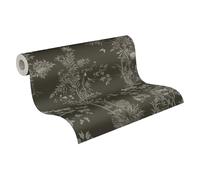 A.S. Création History of Art 2 790436 - Papel pintado no tejido floral, 10,05 m x 0,53 m, diseño de animales, color negro, gris y metálico