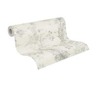 A.S. Création History of Art 2 790437 - Papel pintado no tejido floral, 10,05 m x 0,53 m, color gris, blanco y metálico, diseño de animales