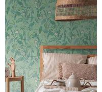 A.S. Création House of Turnowsky 388982 - Papel pintado para pájaros (10,05 m x 0,53 m, fabricado en Alemania), color verde y blanco