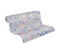 A.S. Création House of Turnowsky 389074 - Papel pintado (10,05 m x 0,53 m), diseño floral, color gris y azul