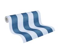 A.S. Création Lilly & Luis papel pintado no tejido a rayas en azul - papel pintado decorativo 10,05 x 0,53 m Made in Germany - 770785