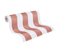 A.S. Création Lilly & Luis papel pintado no tejido a rayas en crema, rojo - papel pintado decorativo 10,05 x 0,53 m Made in Germany - 770786