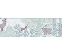 A.S. Création Lilly & Luis papel pintado no tejido con motivo bosque en verde, blanco, marrón - papel pintado animales del bosque 5,00 x 0,13 m - 771751