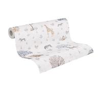 A.S. Création Lilly & Luis papel pintado no tejido con motivo para niños en beige, amarillo, gris - papel pintado animal 10,05 x 0,53 m Made in Germany - 771761
