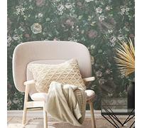 A.S. Création Natural Living 386362 - Papel pintado floral (10,05 x 0,53 m, fabricado en Alemania), color verde y blanco y rosa