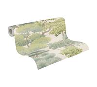 A.S. Création Papel pintado 791613 bosque en verde, crema - 10,05 m x 0,53 m - Papel pintado no tejido con diseño natural