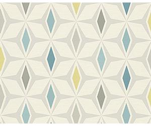 A.S. Création papel pintado Around The World azul gris verde 10,05 m x 0,53 m 304761