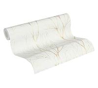 A.S. Création Papel Pintado Bosque Blooming Papel pintado tejido no tejido 10.05 m x 0.53 m Beige Oro Crema Fabricado en Alemania 372603 37260-3