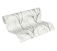 A.S. Création Papel Pintado Bosque Blooming Papel pintado tejido no tejido 10.05 m x 0.53 m Gris Blanco Negro Fabricado en Alemania 372604 37260-4