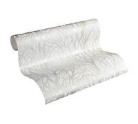 A.S. Création Papel Pintado Bosque New Life Papel pintado tejido no tejido 10.05 m x 0.53 m Blanco Plata Fabricado en Alemania 300941 30094-1
