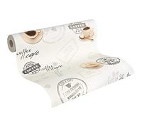A.S. Création Papel pintado - Papel pintado de cocina en crema, beige y marrón - Papel de pared para cocina y comedor - Papel pintado de pared en 10,05 m x 0,53 m