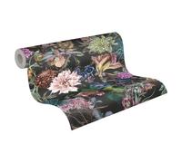 A.S. Création Papel pintado con diseño de flores, color negro y verde, 381757 para cocina, 10,05 x 0,53 m, fabricado en Alemania