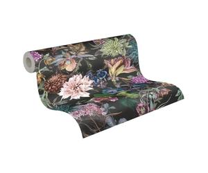 A.S. Création Papel pintado con diseño de flores, color negro y verde, 381757 para cocina, 10,05 x 0,53 m, fabricado en Alemania