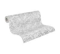 A.S. Création Papel pintado de fieltro floral en gris, blanco y plateado, moderno papel pintado floral 397474-10,05 m x 0,53 m - Papel pintado de alta calidad con flores - Fabricado en Alemania