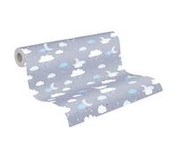 A.S. Création Papel Pintado de Vinilo - Papel Pintado de Nubes para Habitaciones Infantiles en Azul, Gris y Blanco - para Diferentes Espacios - Papel Pintado de Pared en 10,05 m x 0,53 m