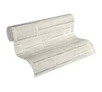 A.S. Création Papel Pintado Efecto Piedra Elements Papel pintado tejido no tejido 10.05 m x 0.53 m Blanco Gris Fabricado en Alemania 662316 6623-16