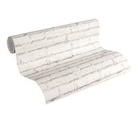 A.S. Création Papel Pintado Efecto Piedra Elements Papel pintado tejido no tejido 10.05 m x 0.53 m Blanco Gris Fabricado en Alemania 319431 31943-1