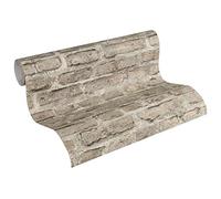A.S. Création Papel Pintado Efecto Piedra Elements Papel pintado tejido no tejido 10.05 m x 0.53 m Gris Marrón Fabricado en Alemania 361394 36139-4