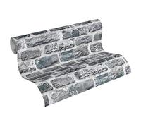 A.S. Création Papel Pintado Efecto Piedra Elements Papel pintado tejido no tejido 10.05 m x 0.53 m Gris Negro De Colores Fabricado en Alemania 361404 36140-4, Multicolor